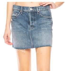NWT Mother Superior denim The Vagabond mini fray skirt size 27.